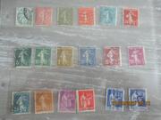 18 timbres oblitérés semeuse et paix