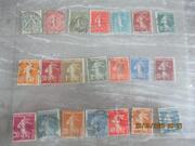21 timbres oblitérés semeuse