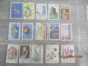 15 timbres oblitérés de France 1992