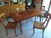 table en bois année 1960 en marqueterie
