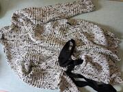 veste longue coton blanc noir ceinture noire