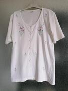 Tee-shirt gilet coton blanc avec fleurs taille 40