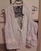 Blazer / veste / gilet, MS MODE, en lin, taille 42/44, blanc et noir