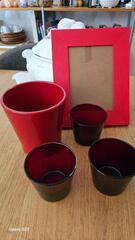 Lot de pot et verrines rouges