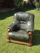 Fauteuil rustique cuir vert RECOR
