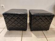 Lot de 2 sièges type pouf matelassé noir