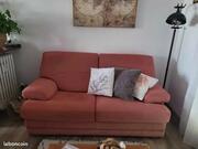 DONNE CANAPE EN TISSU COULEUR BRIQUE BON ETAT
