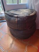 pouf en cuir noir x2