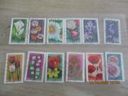 12 timbres oblitéré - France - Fleurs