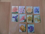 Série 10 timbres BELGIQUE FLEURS 2016