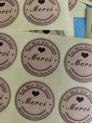 9 planches d'autocollant "Merci fait mains avec amour"