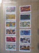Série 12 timbres France "Fleurs et Papillons"