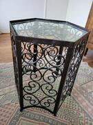 guéridon fer forgé / plateau verre