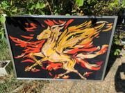 Cheval de feux en canevas