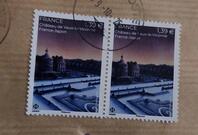 2 timbres oblitérés Château de Vaux le Vicomte