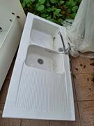 évier émail blanc double bacs