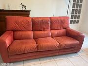 Canapé + Fauteuil Roche Bobois - A reteinter - Cuir de buffle de qualité