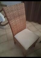 4 chaises rotin et tissu