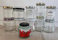 11 pots en verre vides