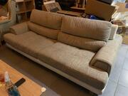 canapé en cuir et tweed dossier reculant