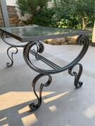 table en fer forgé avec plateau en verre