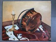 peintures à l'huile - jarres et drapés (natures mortes)