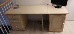 bureau pin massif et caisson rangement