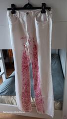 Pantalon femme blanc à motifs rose 40 J's Extérieur