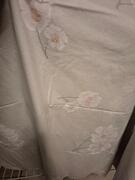 drap 2 places gris motifs fleurs
