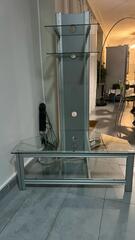 meuble TV angle en verre