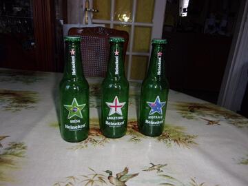 Lot 3 bouteilles vides Heineken Pays Edition limitée