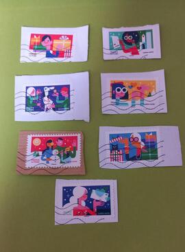 7 timbres oblitérés NOEL 2023