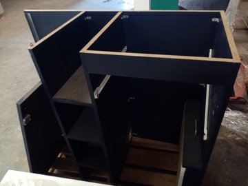meuble noir 1P tiroir petite etagere 120x55xH110 à refixer