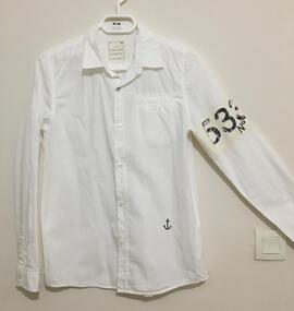 Chemise blanche motif manche T13-14ans (Zara)