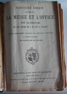 livre ancien Paroissien romain 1931