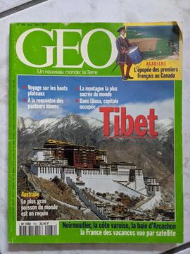 Magazine Géo, août 1994, Tibet et images satellite de la France des vacances
