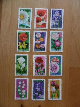 Série 12 timbres Dites-le avec des fleurs