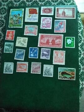 donne timbres collection étrangers asiatique