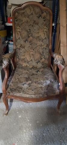 fauteuil Voltaire ancien à retapisser