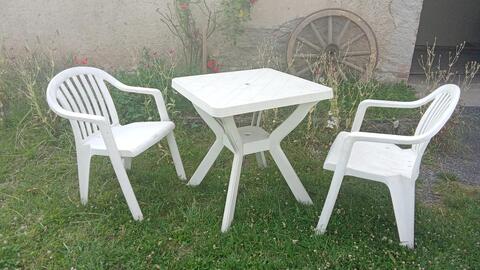 table de jardin plastique carrée avec ou sans chaises