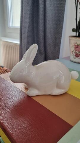 veilleuse lapin en céramique blanc