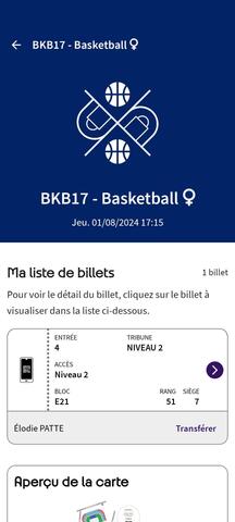 urgent : 1 billet Jo basket femme France ce jeudi 1er août 17h15 stade pierre mauroy