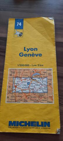 Carte routière Michelin 74 Lyon Genève