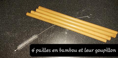 4 pailles bambou en silicone