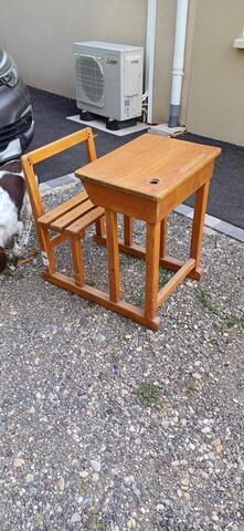 Bureau d'écolier en bois 1 place