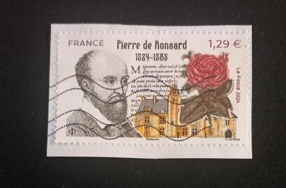 Timbre oblitéré Pierre de Ronsard