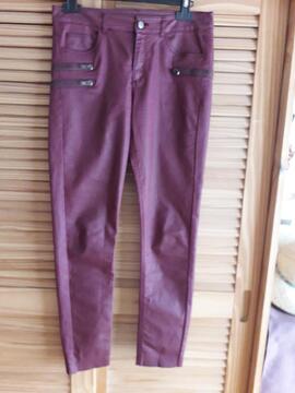 Pantalon coton enduit stretch bordeaux T36