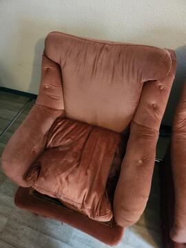 Fauteuil velour rouge