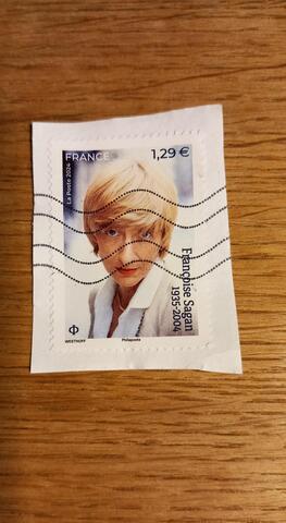 Timbre oblitéré Françoise Sagan