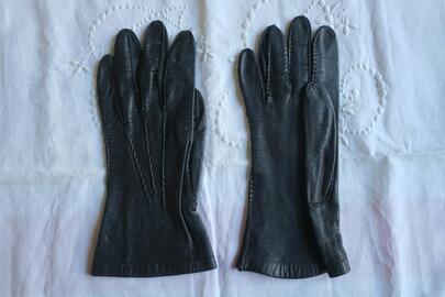 GANTS Vintage femme en cuir souple noir